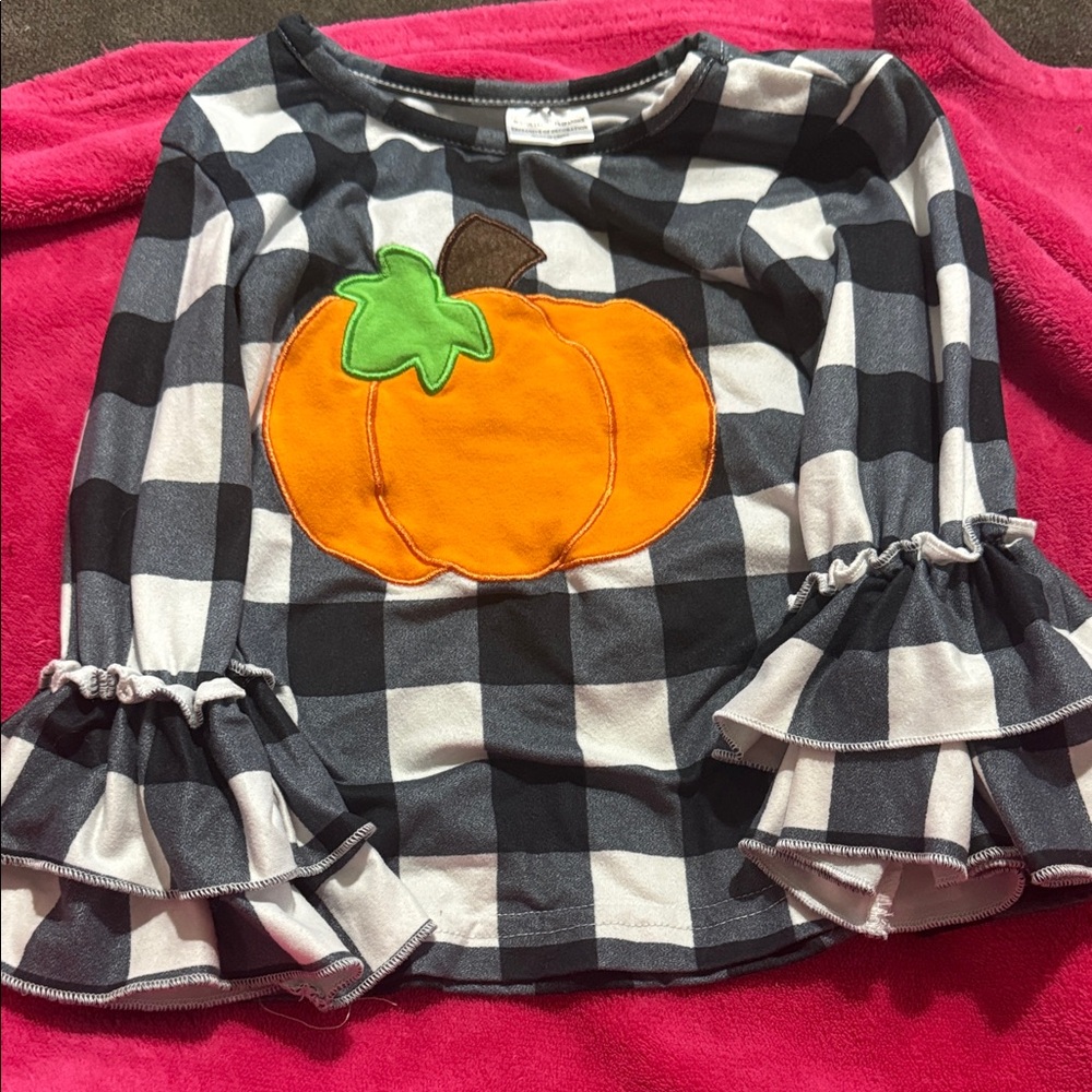 Plaid Top with Pumpkin Patch